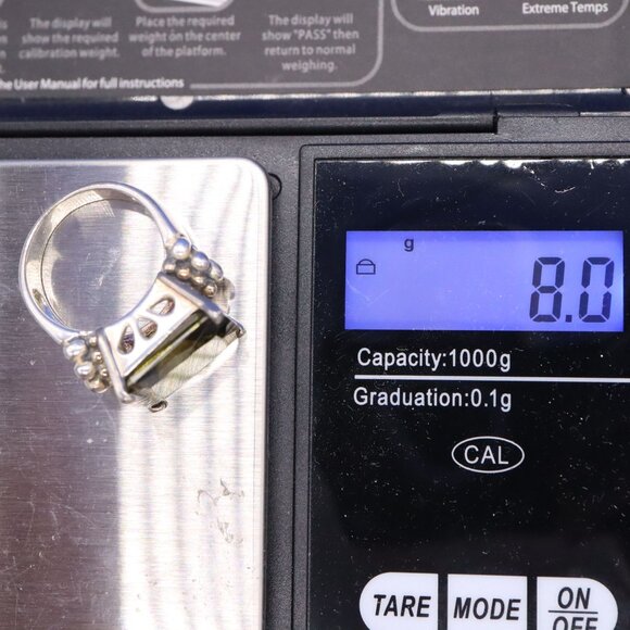 Sterling Silver Large Olive Green CZ Cocktail Statement Ring Size 5.5 - Picture 5 of 7